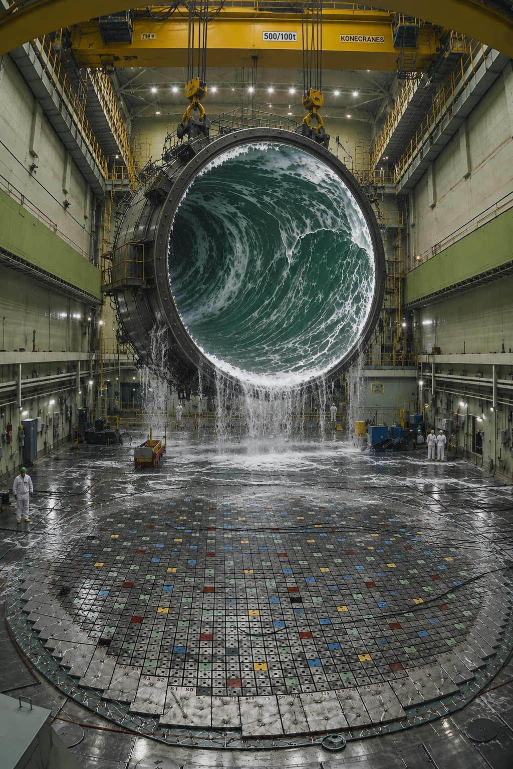 A full-scale wave experiment suspended inside a research laboratory